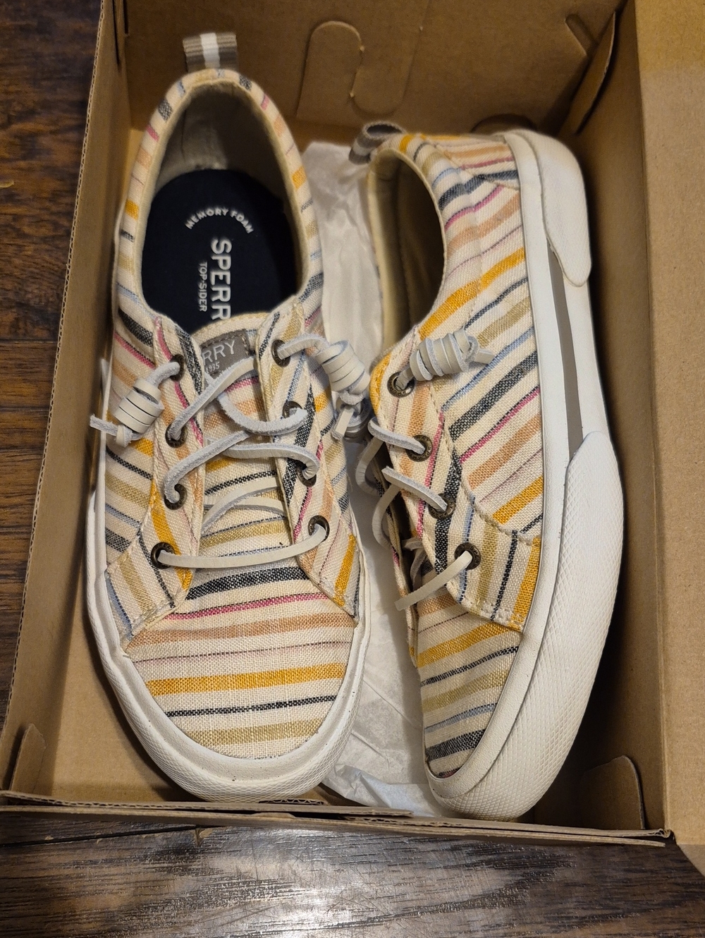 Sperry Kids Multicolor Striped Canvas Sneakers - Cream, Yellow, Pink, Blue